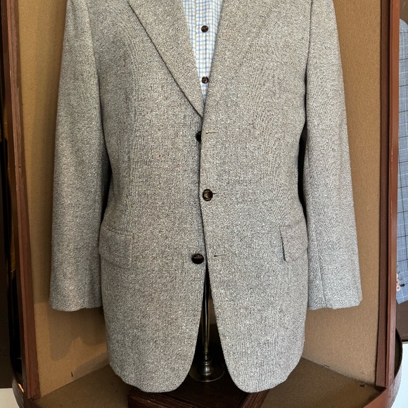 Size 40 Brown and white fleck silken wool notch lapel 2 button jacket - Picture 2 of 5